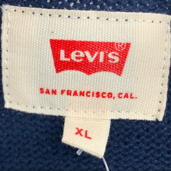 NWT Levi's 100% Cotton Blue White Striped Crew-Neck Long Sleeve Men's Sweater XL - Picture 5 of 11